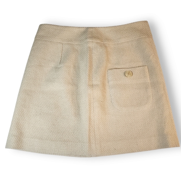 Vivienne Tam Beige Wool Textured A-Line Mini Skirt with Button Pockets Size 8 - Picture 6 of 12